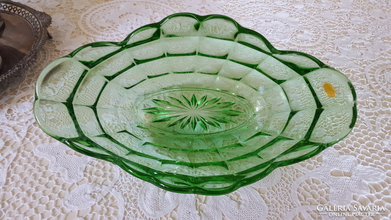 Beautiful bohemia with thick green glass centerpiece