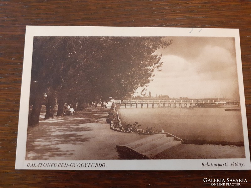 Régi képeslap 1942 Balatonfüred gyógyfürdő balatonparti sétány fotó levelezőlap