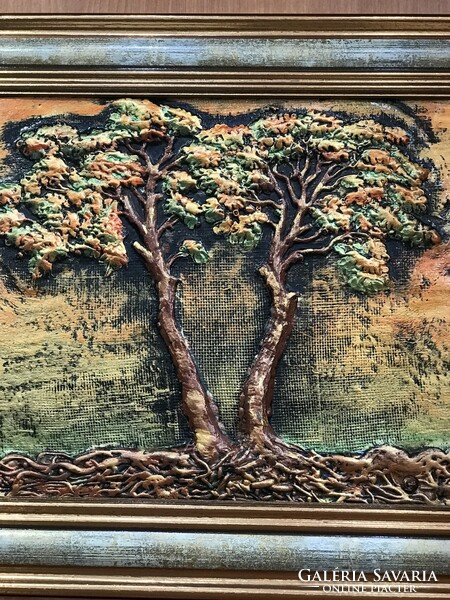 Ceramic mural with tree of life couple