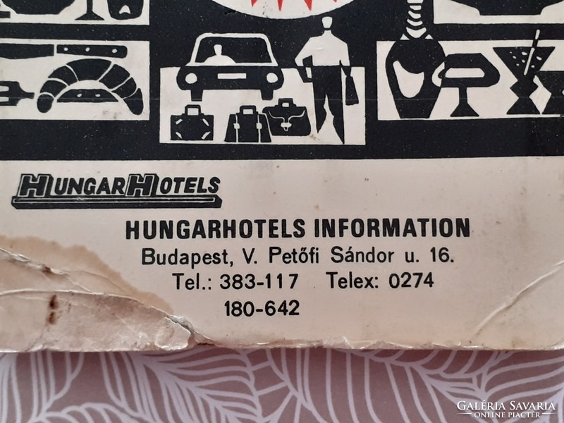 Retro mini térkép 1970 Hungarhotels Budapest hajtogatós idegenforgalmi zsebtérkép