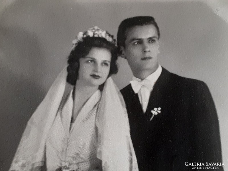 Régi esküvői fotó 1952 menyasszony vőlegény fénykép
