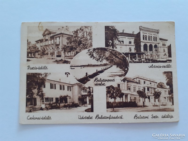 Old postcard 1950 balatonfüred astoria hostel csokonai resort postman resort photo postcard