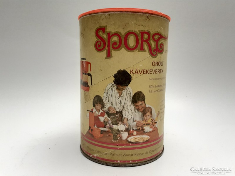 Retro sport coffee box with Hungarian confectionery flavor coffee and biscuit factory