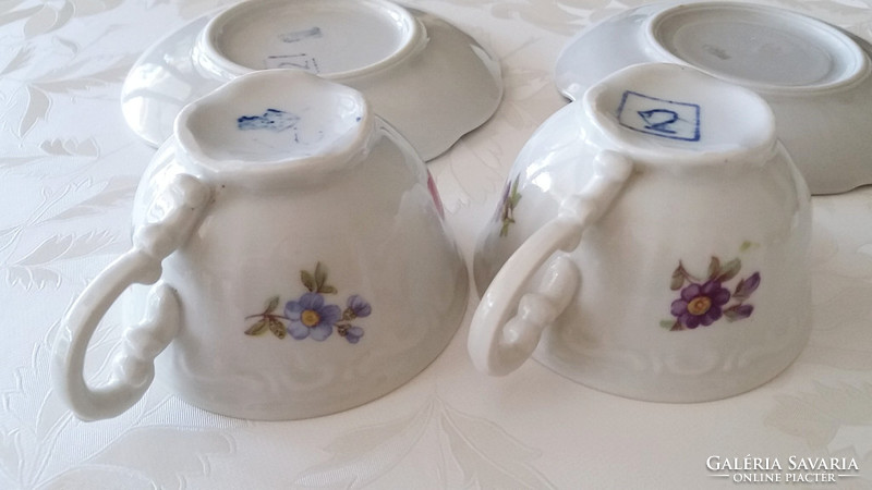 Régi Zsolnay porcelán virágos barokk kávés csésze 2 db