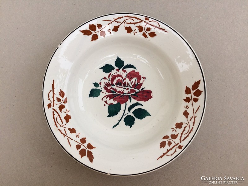 Antique wall plate wilhelmsburg faience rose pattern rosewood old folk decorative plate