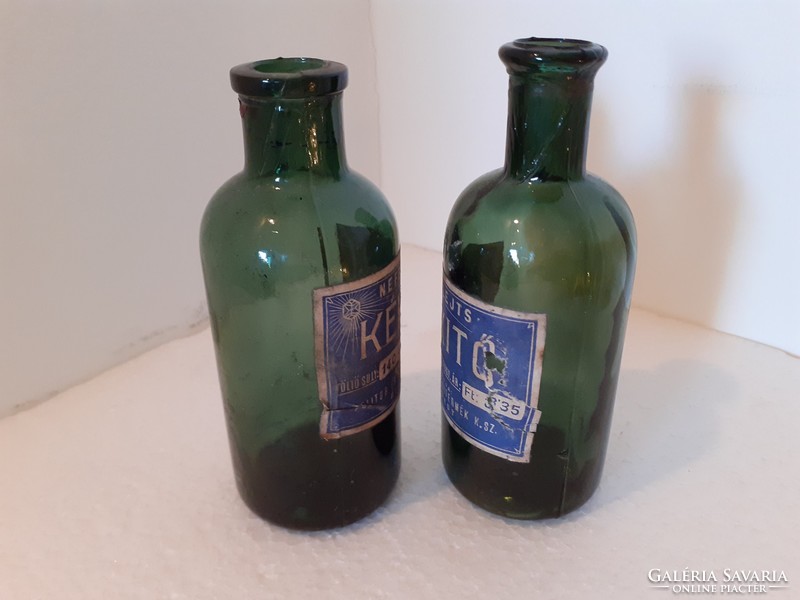 Régi címkés üveg Nefelejts kékítő palack 2 db