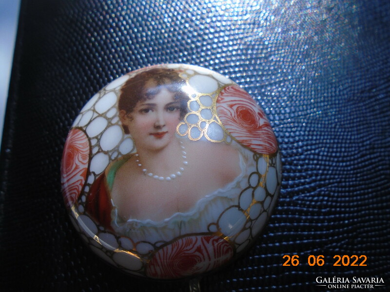 Madame recamier hand painted portrait with antique altwien jewelry box cover