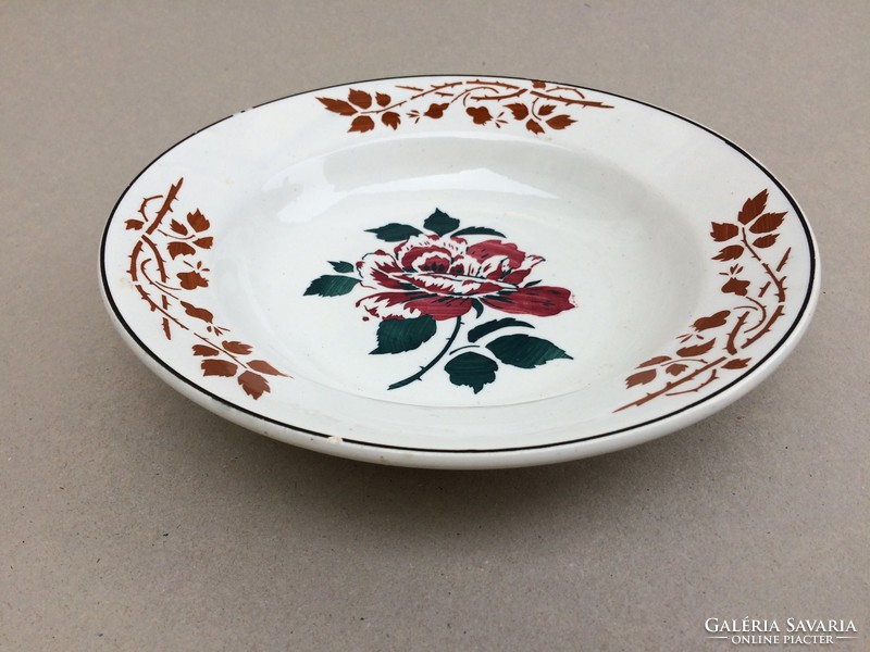 Antique wall plate wilhelmsburg faience rose pattern rosewood old folk decorative plate