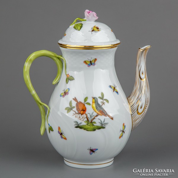 Herend Rothschild Pattern Teapot with Pink Rose Lid and Pliers # mc1162