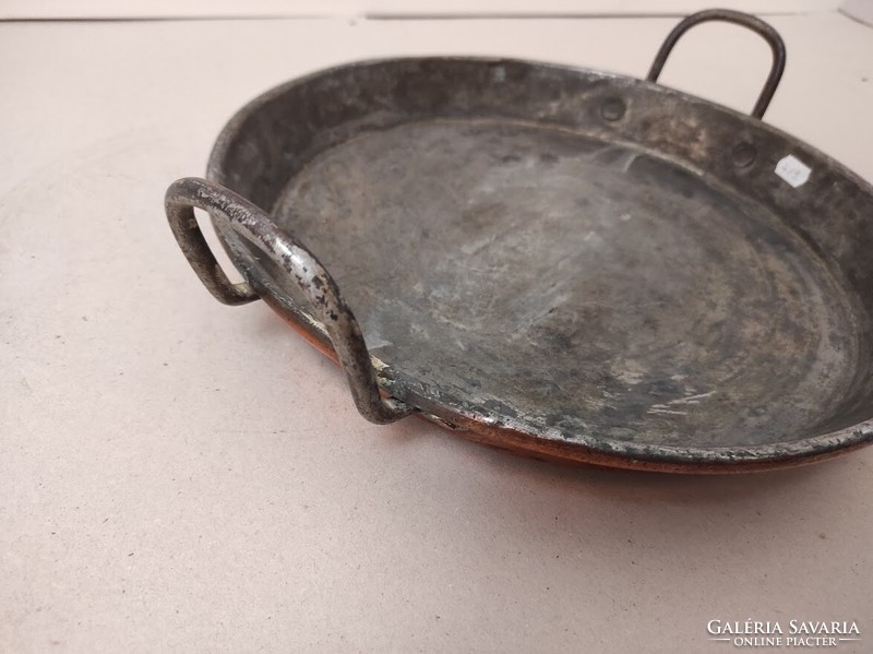Antique tinned kitchen utensil with copper pan with iron handle 419 5676