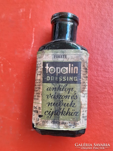 Old labeled bottle of topalin shoe care bottle