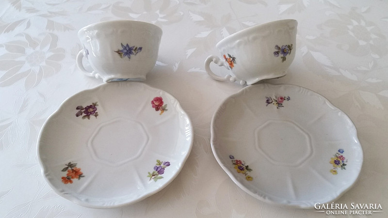 Old zsolnay porcelain floral baroque coffee cup 2 pcs