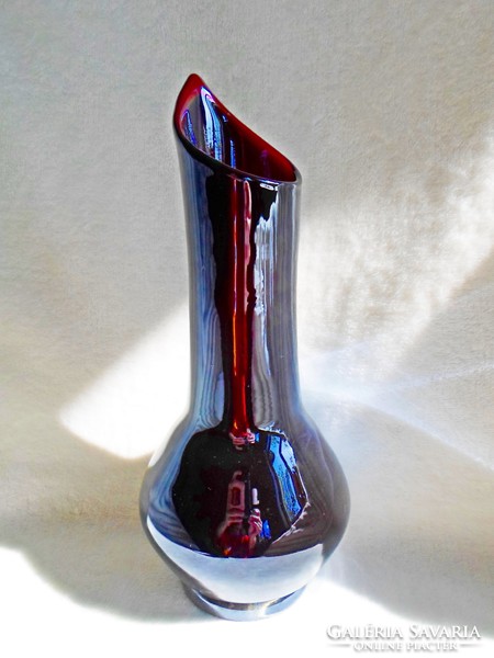 Old purple, eosin large thick glass vase, flawless 27 cm