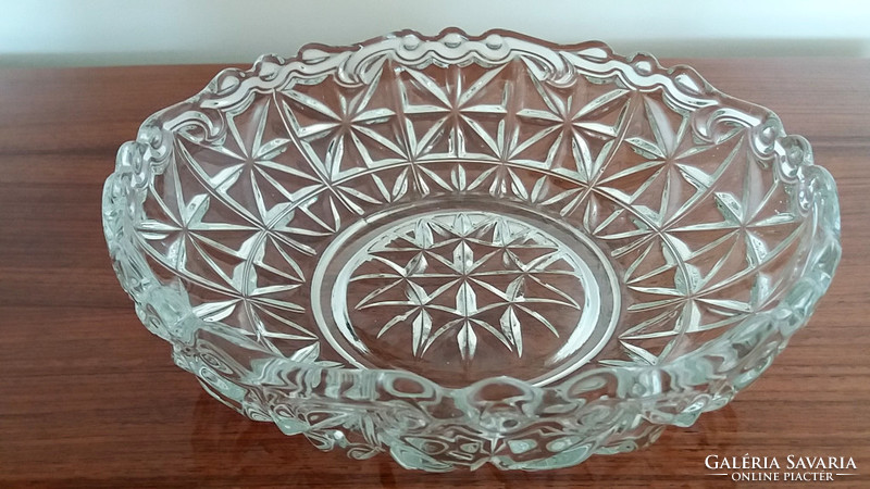 Old glass bowl round glass serving vintage bowl 24 cm