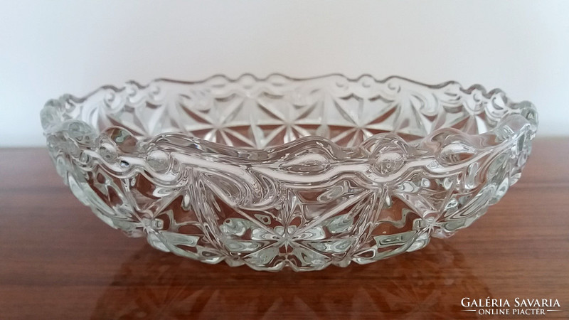 Old glass bowl round glass serving vintage bowl 24 cm