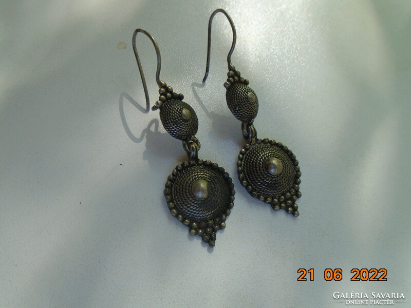 Antique oxidized silver plated textured tribal earrings with twisted cone shape