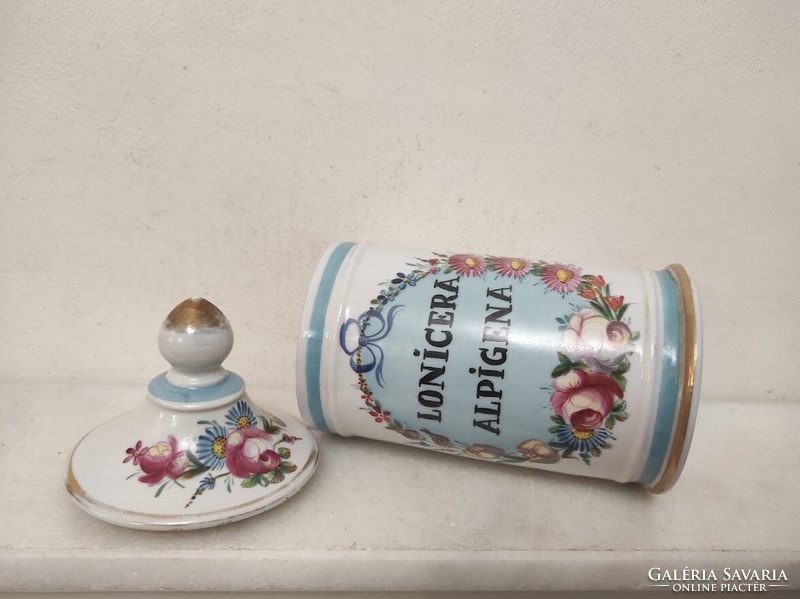 Antik patika tégely festett fehér porcelán felirattal gyógyszer gyógyszertár orvosi eszköz 714 5689