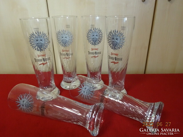 German glass beer glass, baisinger teufels weisse advertising. Six pieces. He has! Jókai.