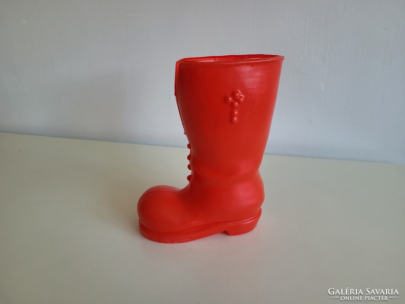 Retro plastic large size Santa's boots old gift holder 24 cm
