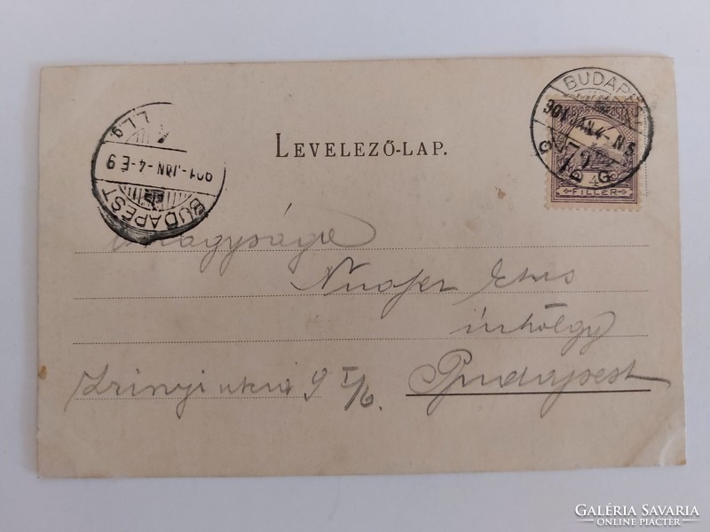 Régi dombornyomott képeslap 1901 levelezőlap kislány
