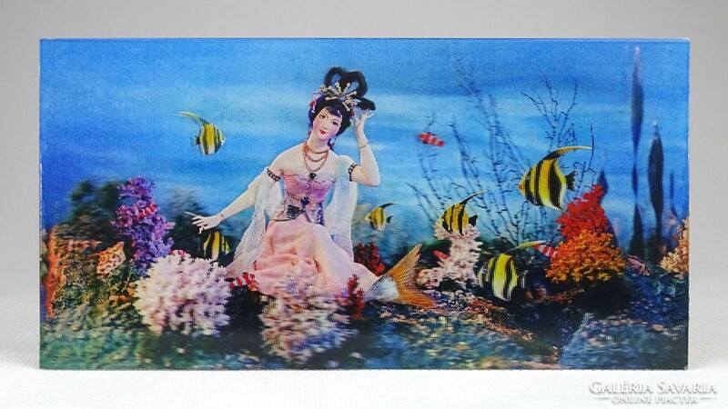 1J717 3 dimensional retro chinese mermaid girl with fish 3 d postcard 9.5 X 18.5 Cm