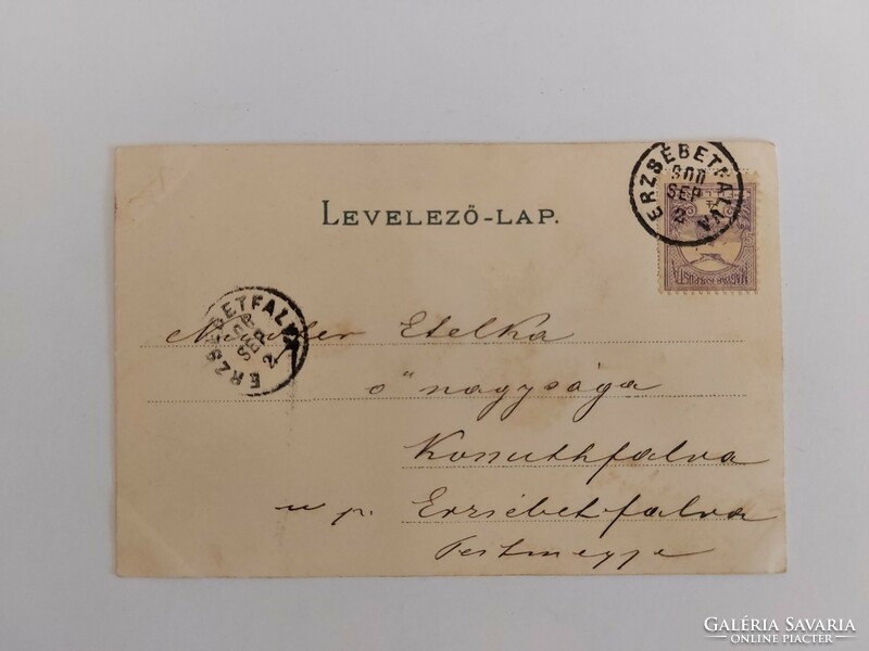 Régi képeslap 1900 levelezőlap hölgy legyezővel