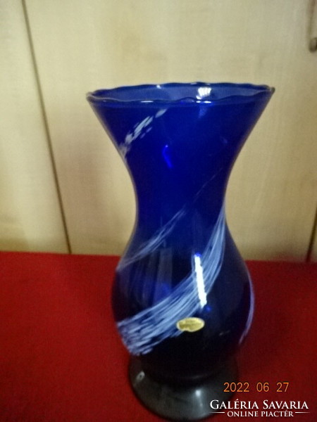 German, hand-painted, cobalt blue glass vase, height 27.5 cm. He has! Jókai.