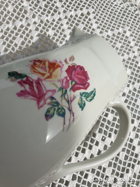 Old drasche budapest porcelain rose jug vintage pouring rose pattern water jug
