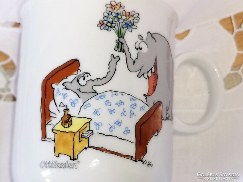 Retro, rare mug for Valentine's Day. Elephants in love