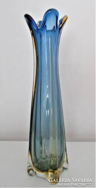 36,5 cm magas, Flavio Poli Murano, sommerso váza 1955-1965-ös címkével /Seguso/
