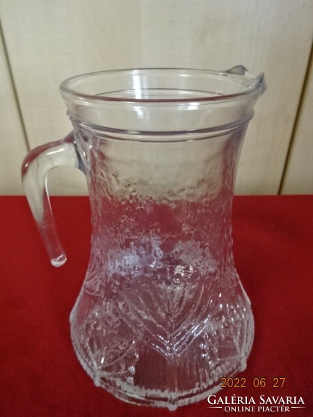 Finnish glass jug, antique, thick-walled, printed pattern. He has! Jókai.
