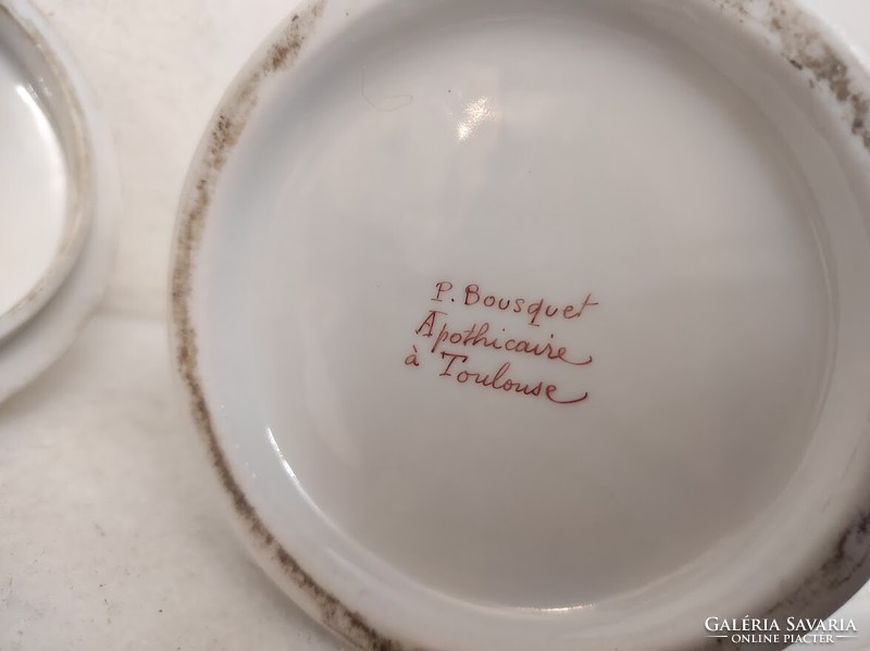 Antik patika tégely festett fehér porcelán felirattal gyógyszer gyógyszertár orvosi eszköz 714 5689