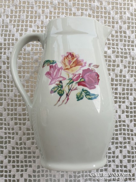 Old drasche budapest porcelain rose jug vintage pouring rose pattern water jug