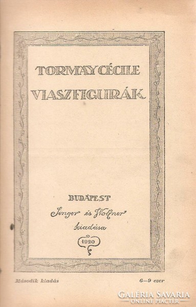 Tormay Cécile: Viaszfigurák  1920