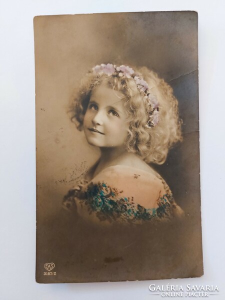 Régi képeslap 1911 fotó levelezőlap kislány