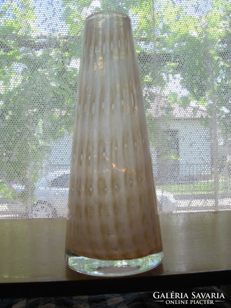 Rózsaszín üveg stúdió művészi  buborékos váza