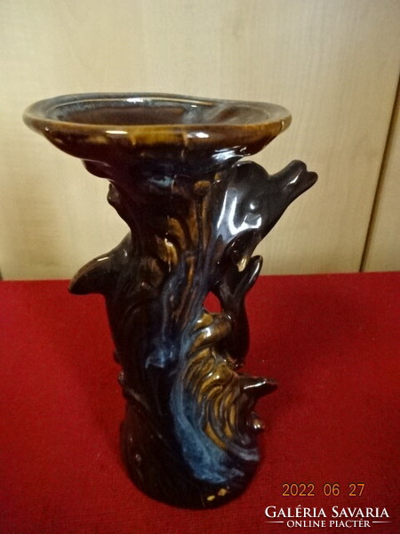 German glazed ceramic vase with dolphins. He has! Jókai.