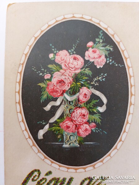 Old floral postcard 1926 rosy postcard be mine! Subtitled
