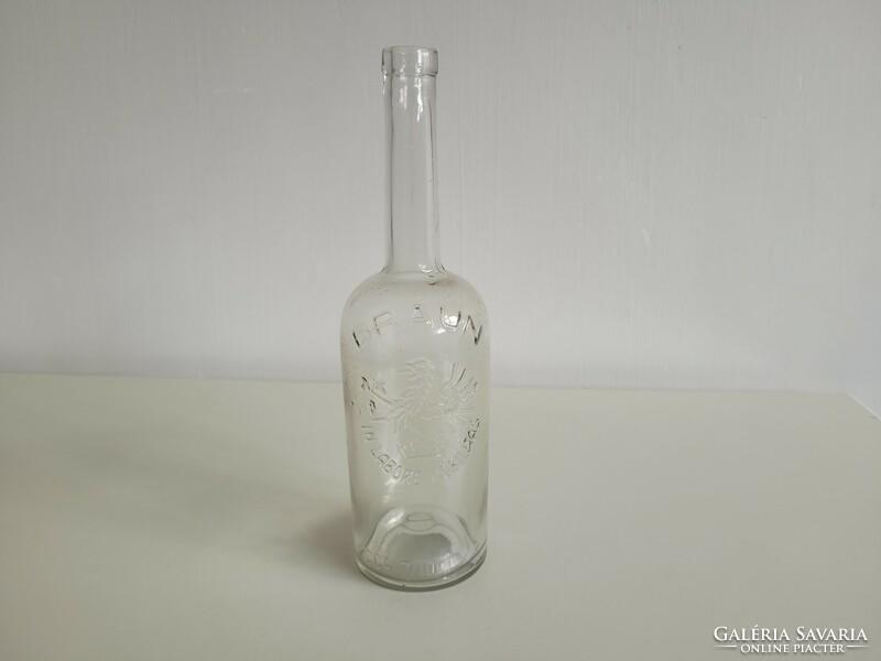 Old vintage Braun liquor glass bottle 0.7 l glass bottle with a concave bottom