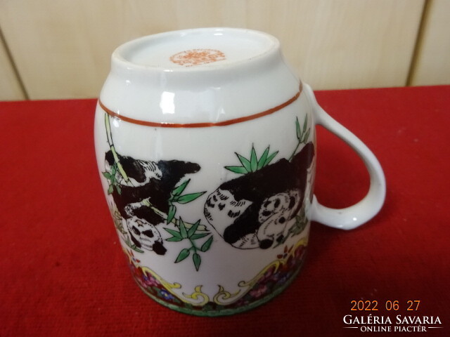 Kínai porcelán pohár, antik, kézi festésű, panda macis. Vanneki! Jókai.