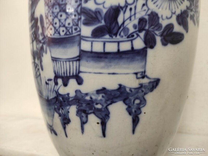 Antique Chinese Porcelain Large Plant Motif Blue Vase 168 5661