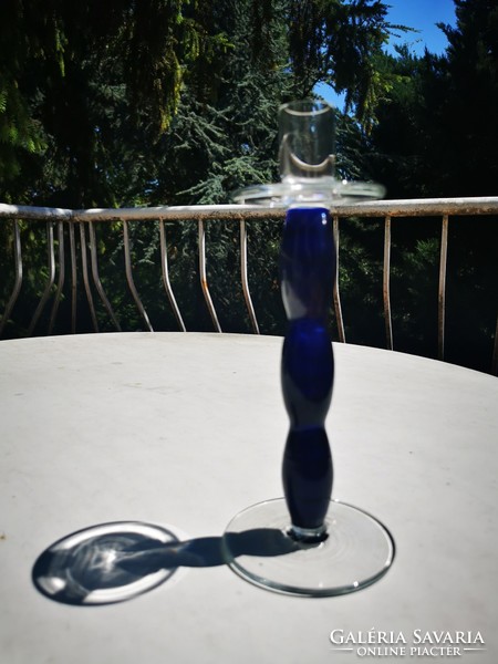 Cobalt blue glass candlestick