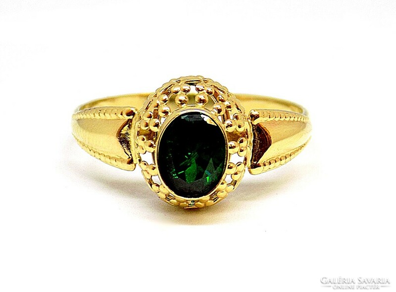 Gold ring with green stones (zal-au107997)
