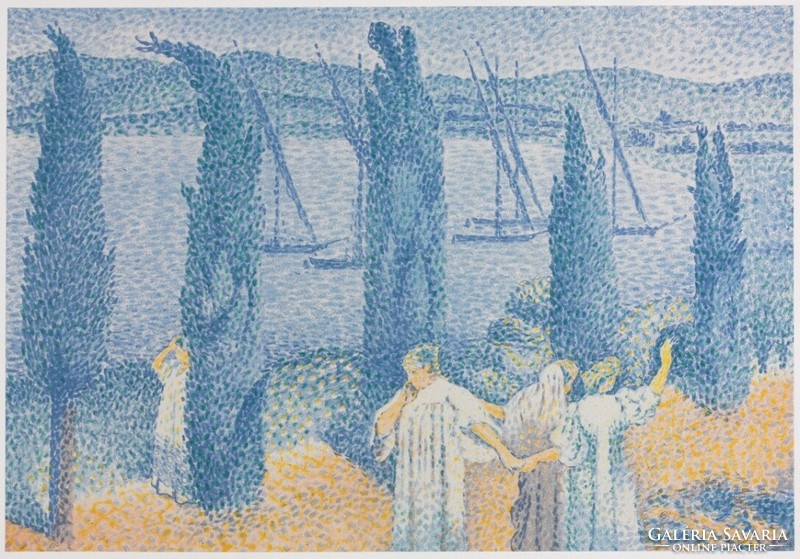 Henri-Edmond Cross - Sétány citrusokkal - vakrámás vászon reprint
