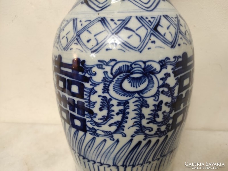 Antik kínai porcelán nagy kék esküvői jókívánság váza 603 5655