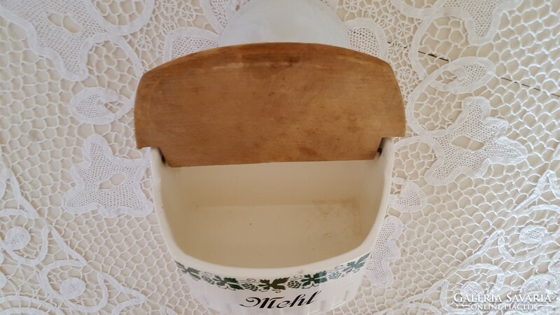 Old, rare German porcelain wall flour holder