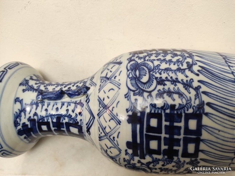 Antik kínai porcelán nagy kék esküvői jókívánság váza 603 5655