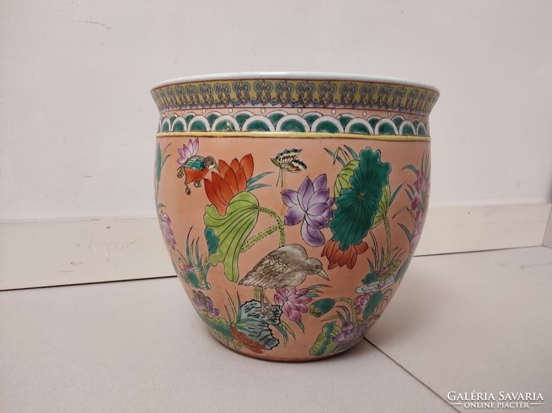 Antique Chinese porcelain egg shaped bird plant pattern with colorful pots inside goldfish 190 5631
