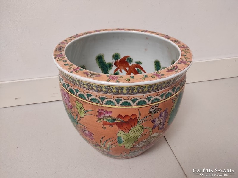 Antique Chinese porcelain egg shaped bird plant pattern with colorful pots inside goldfish 192 5632