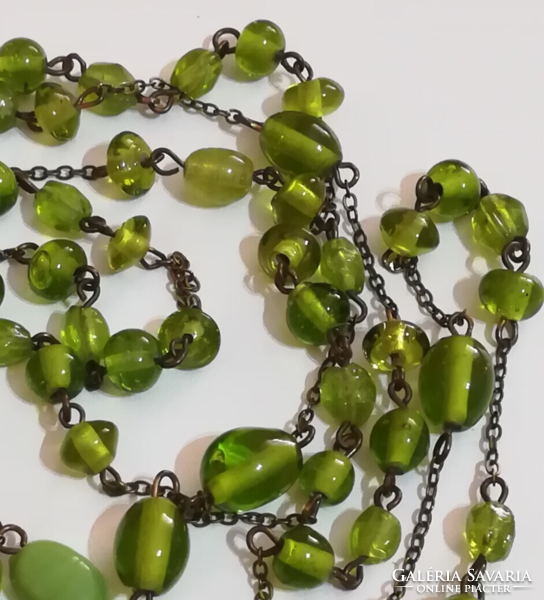 Glass beaded long necklace. 145 Cm.